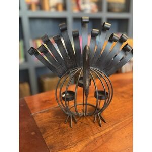Metal Turkey Tea Light Holder Thanksgiving Fall Decoration